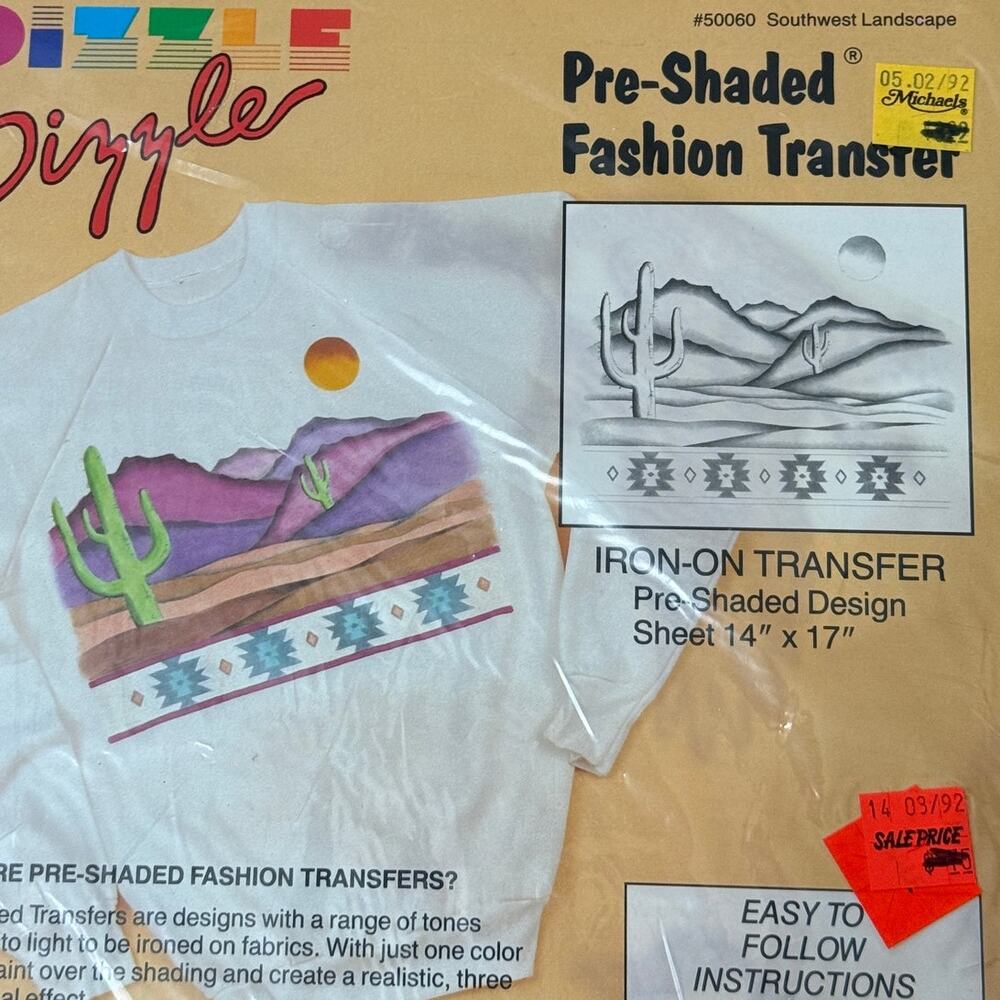 Vintage Deadstock  NIP 90s Dizzle Iron On Southwestern Desert Transfer
